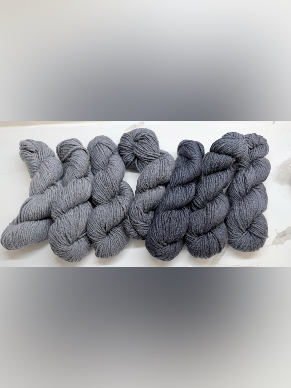 🧶 Hand Dyed Wool Yarn Lot of 7 Skeins – Denim / Slate / Gray - 374 GRAMS TOTAL